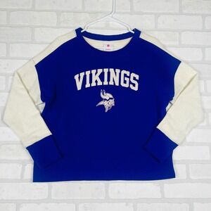 NFL Minnesota Vikings Colorblock Sweatshirt Purple Cream Large 11/13